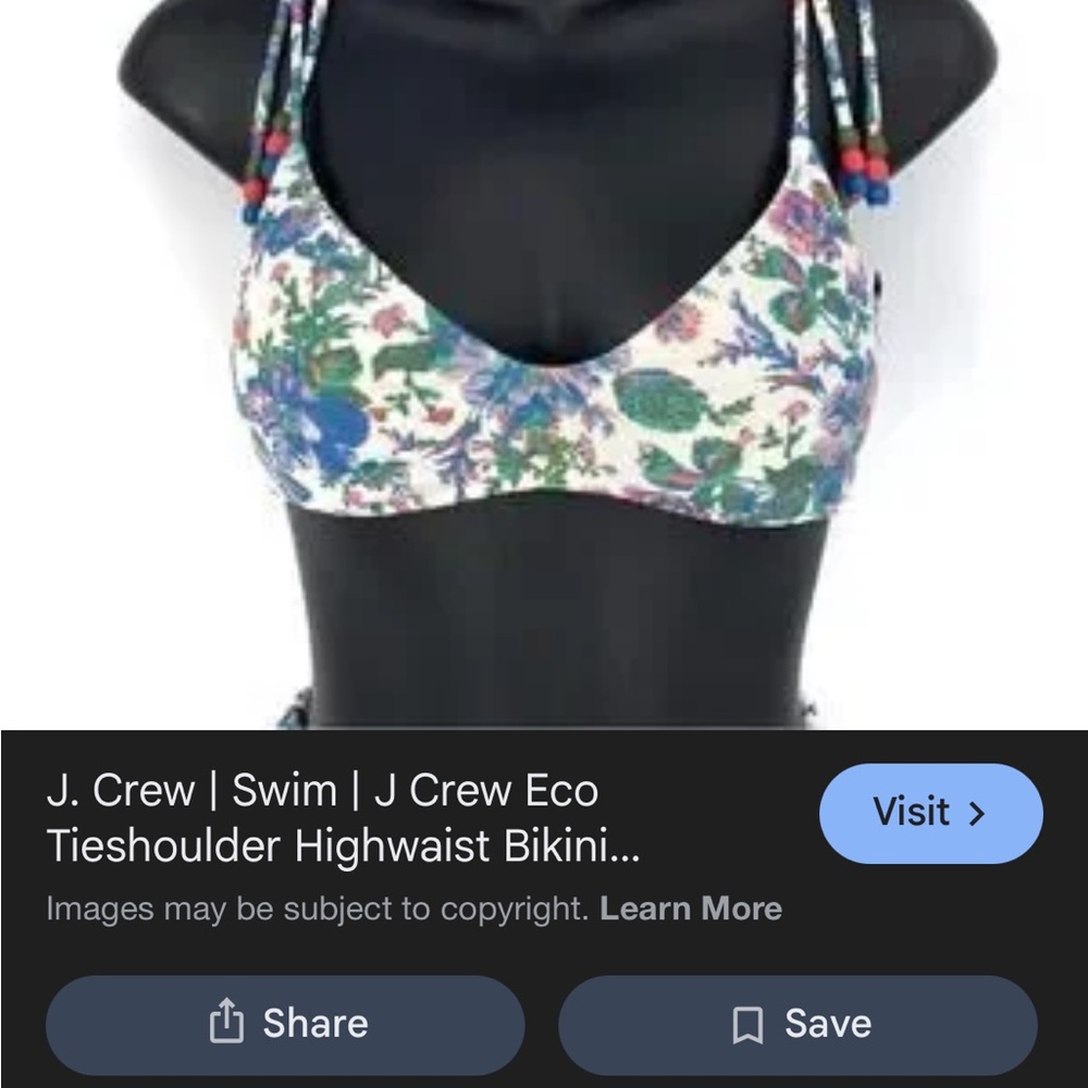 J. Crew Multicolor Floral Bikini Top